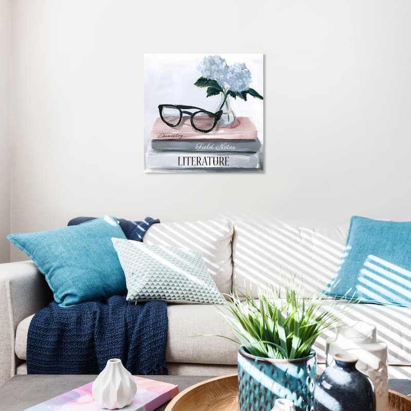 Wynwood Studio Fashion and Glam Literature Blue and Glam Wall Art Canvas Print - 20 x 20