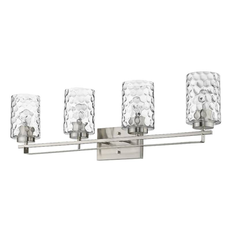 120 Voltage Transitional Flush Mount Vanity Light with Clear Glass Shade and Dimmable Hardwired Fixture - 4 - Satin-Nickel