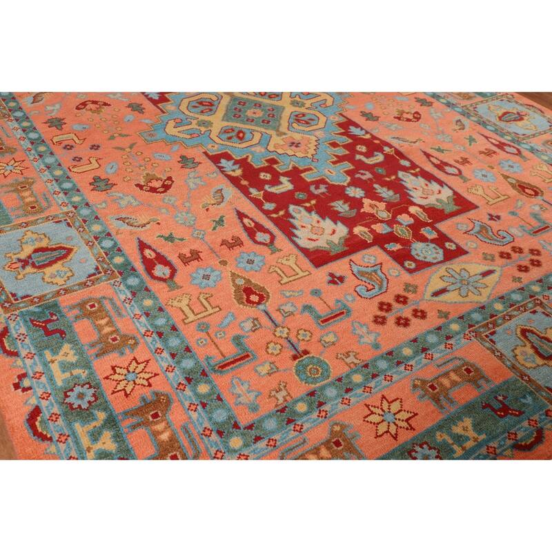 Tribal Geometric Kazak Oriental Area Rug Handmade Wool Carpet - 8'8" X 11'8"
