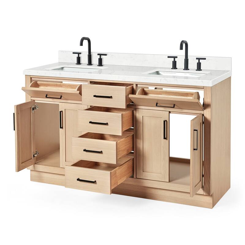 Ariel T060DCQRVO Hepburn 60" Free Standing Double Basin Vanity Set