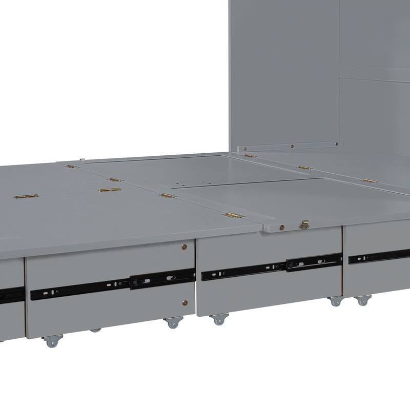 Murphy Bed with Pulley Structure Design, Drawer and USB Ports for Bedroom