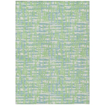 Machine Washable Indoor/ Outdoor Modern Crosshatch Chantille Rug
