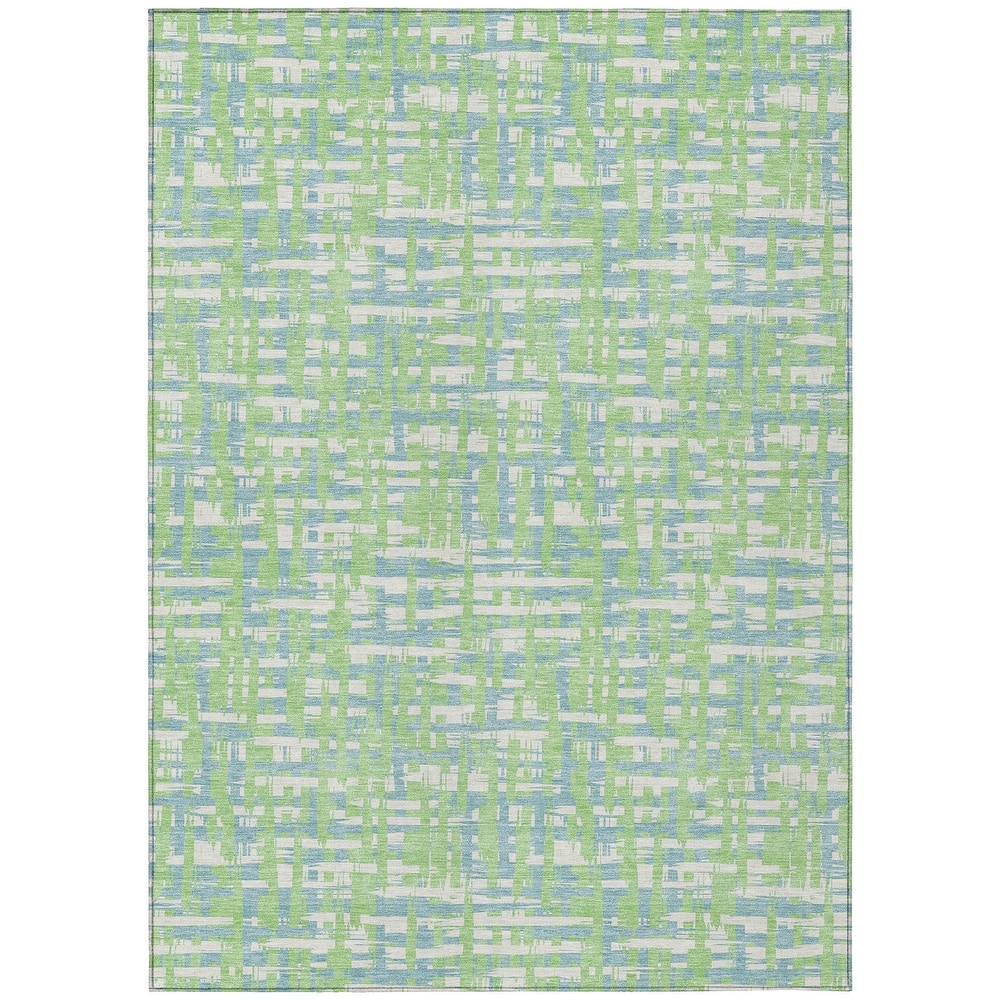 Machine Washable Indoor/ Outdoor Modern Crosshatch Chantille Rug