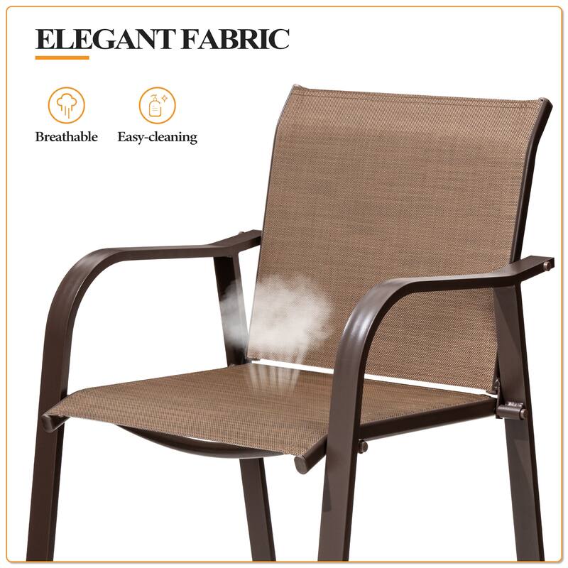 Crestlive Products Outdoor Outdoor Cast Aluminum Swivel Bar Stools with Sunbrella Cushion