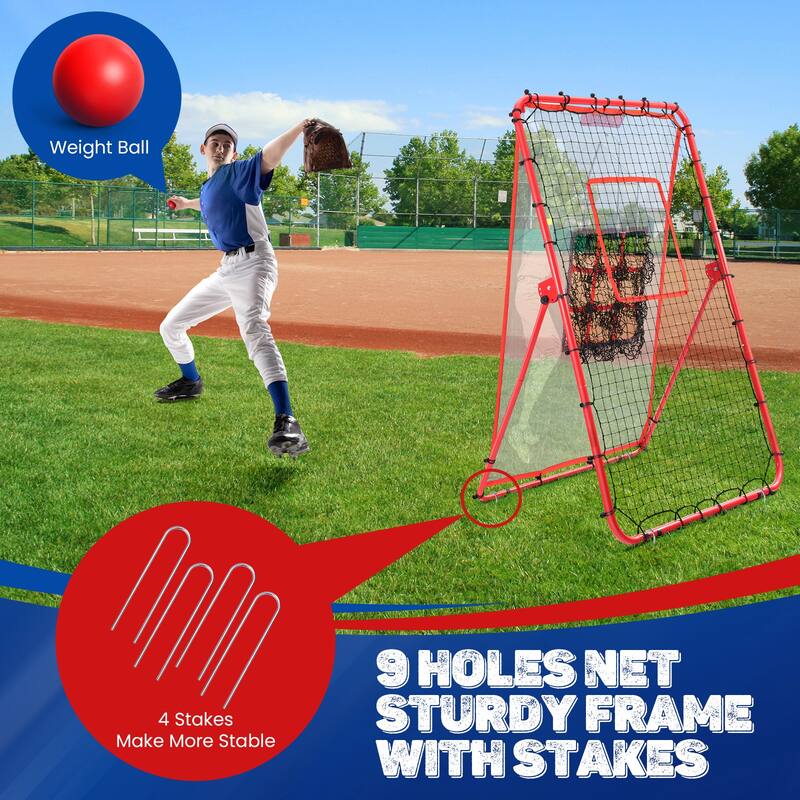2-in-1 Adjustable Rebounder & Pitching Net for Baseball and Softball - Bounce Back Training