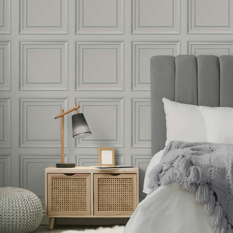 Fine Decor Distinctive Grey Square Panel Wallpaper - N/A