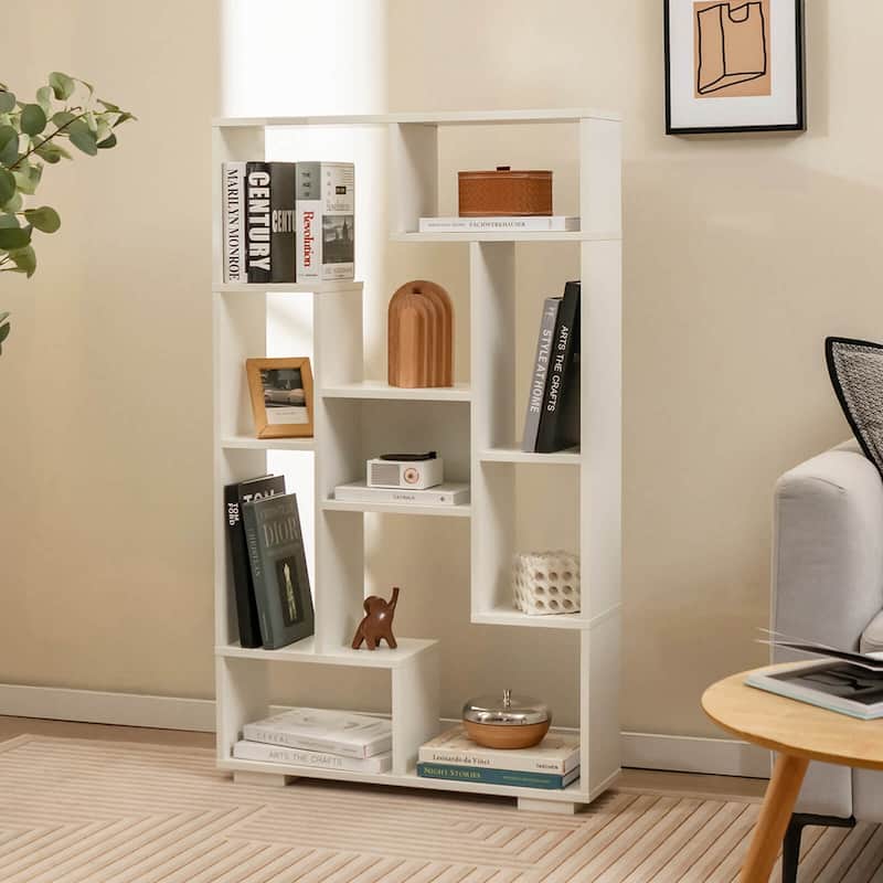 47'' Geometric Bookshelf Tall Bookcase with Multiple Open Shelves