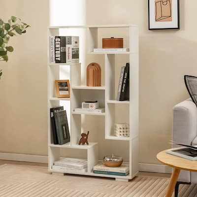 47'' Geometric Bookshelf Tall Bookcase with Multiple Open Shelves