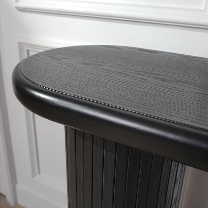 60" Wood Modern Console Table - Ribbed Legs & Minimalist Design For Living Room
