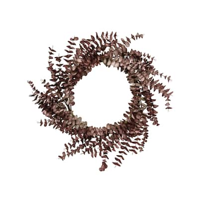 Burgundy Fall Ombre Eucalyptus Leaf Wreath - Brown