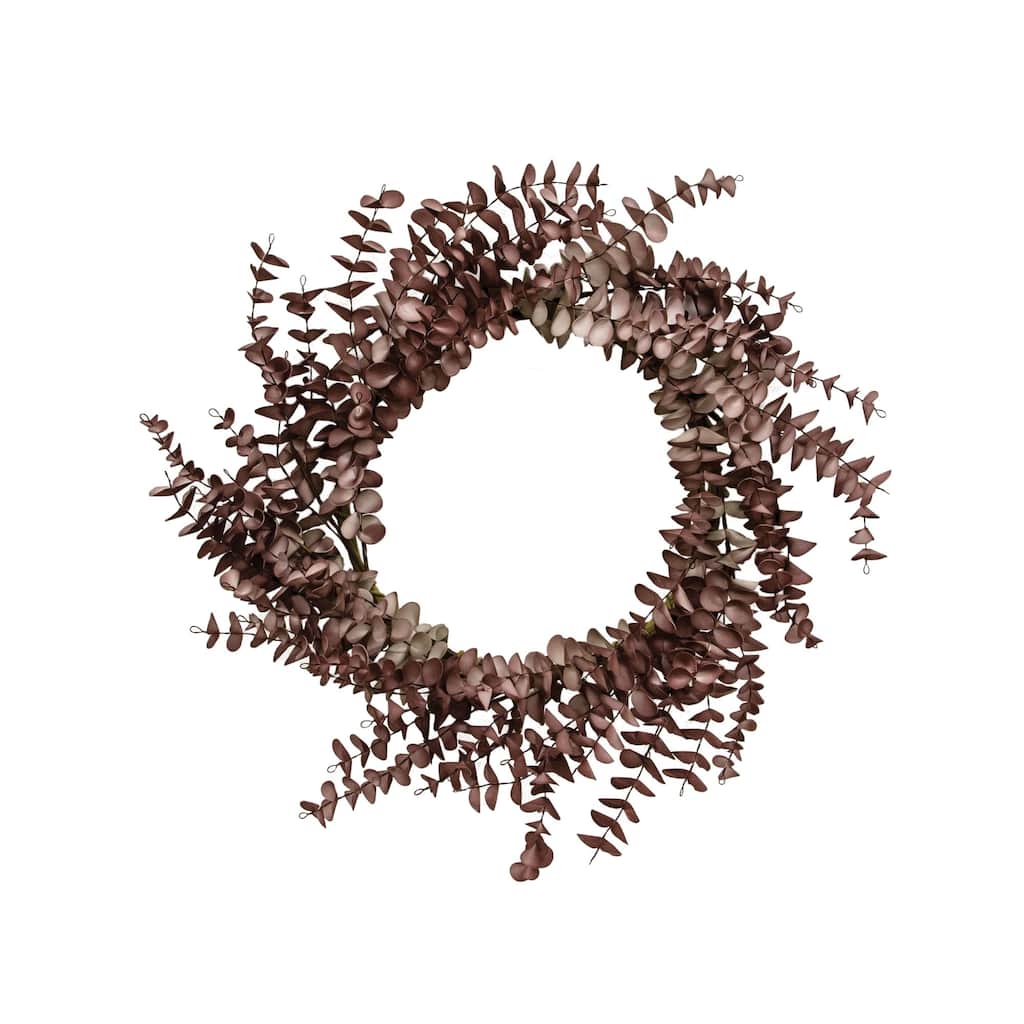 Burgundy Fall Ombre Eucalyptus Leaf Wreath - Brown