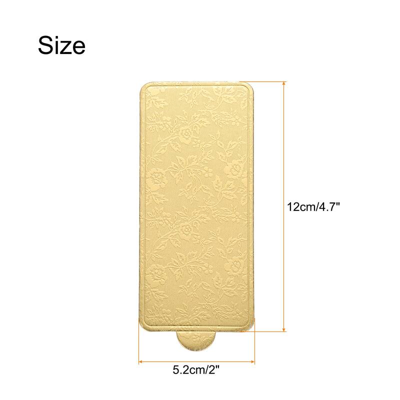 200pcs Mini Cake Boards, Mousse Cake Cardboards Rectangle Cake Bases - Floral Gold - 4.7 x 2 inch