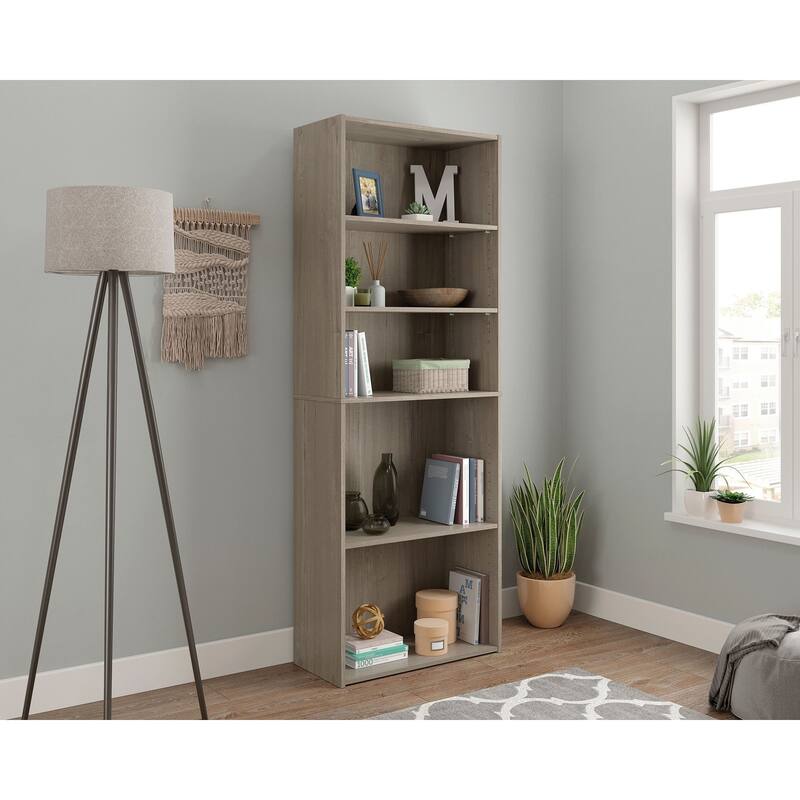Beginnings Collection 5-Shelf Bookcase - Silver Sycamore