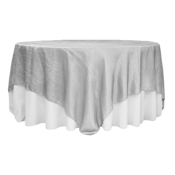 Crushed Taffeta 90"x90" Square Table Overlay - Silver