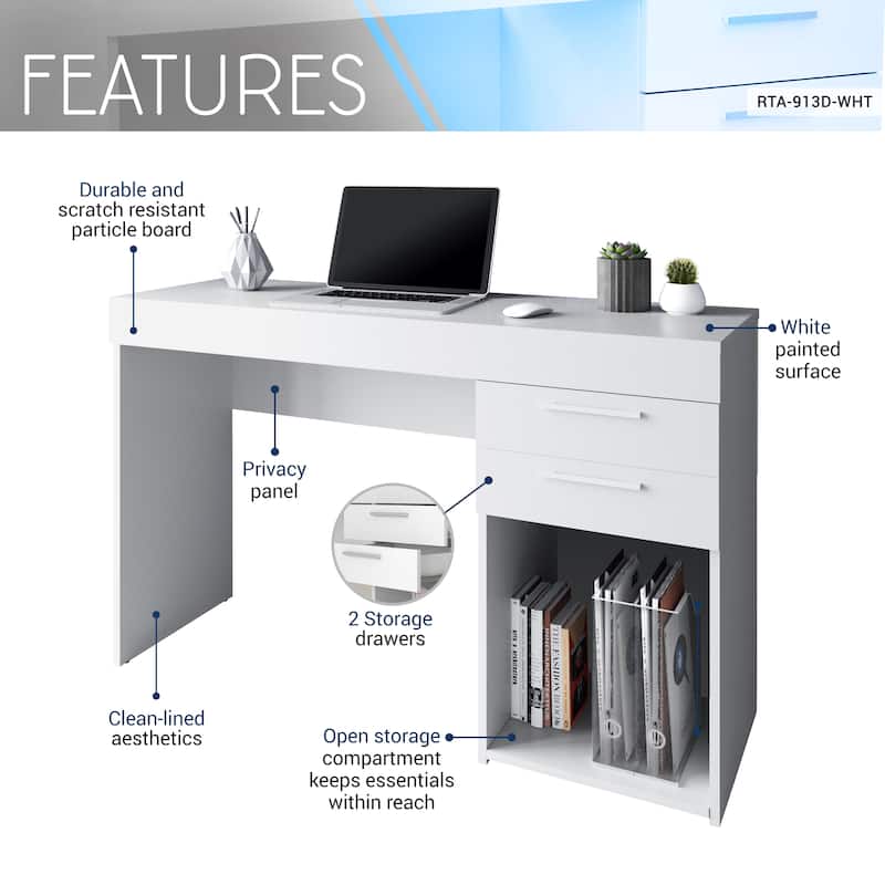 Home Office Workstation with Storage, White