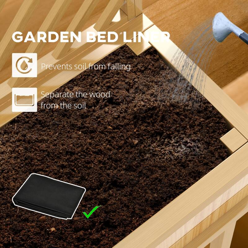 Raised Garden Bed Planter Box with Trellis, Carbonized Fir Wood