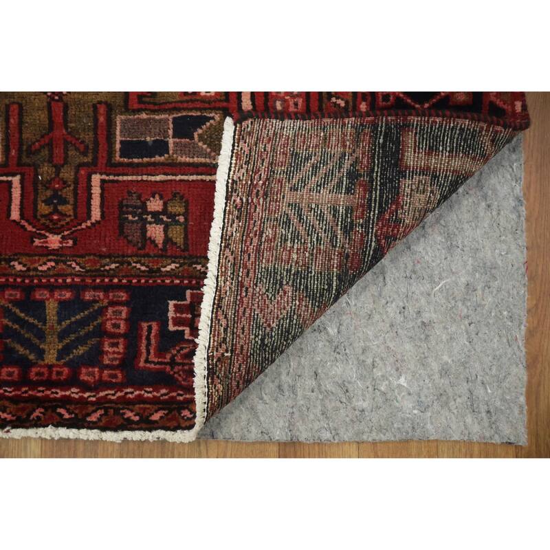 Hand Knotted Oriental 100% Wool Carpet Traditional Tribal Red Gharajeh Runner Rug - 10' 1'' X 3' 3''