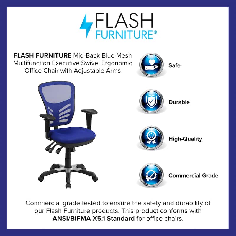 Mid-back Blue Mesh Adjustable Ergonomic Office Chair
