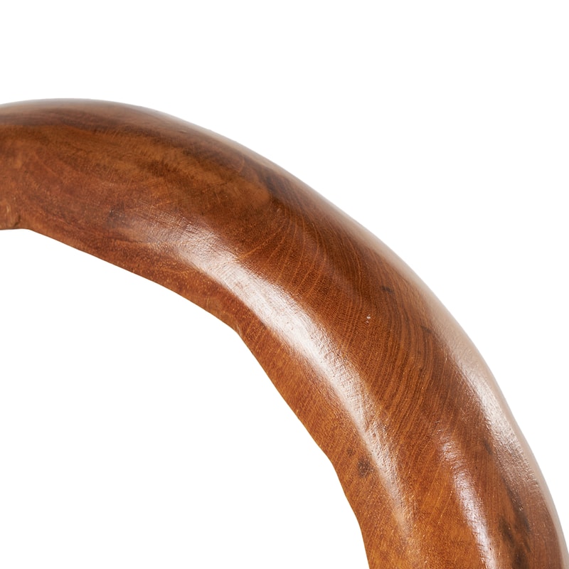 Teak Wood Abstract Handmade Round Sculpture - Brown - Roche River Decor