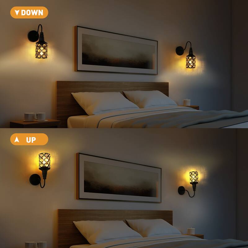 Set of 2 Plug in Crystal Wall Sconces - 2-PCS