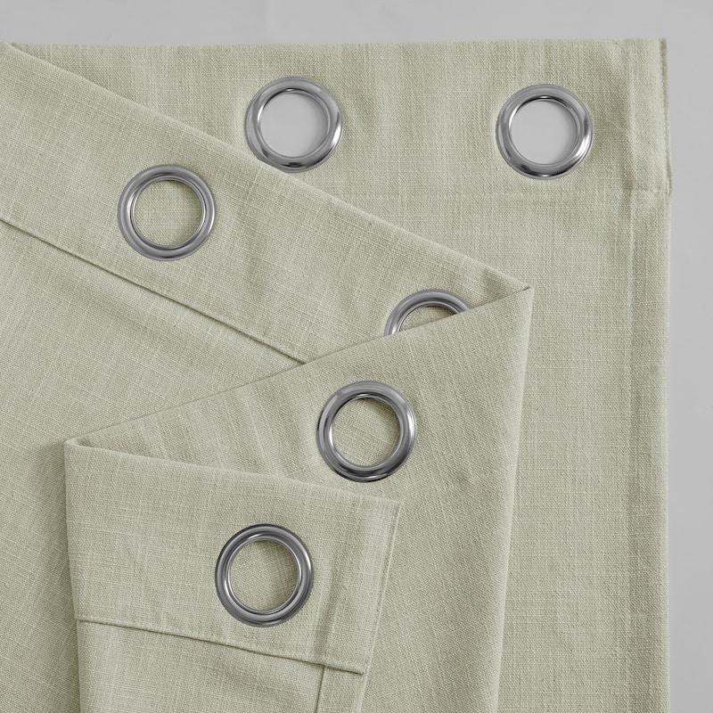 Exclusive Fabrics Basic Faux Linen Curtain Pair - 2 Panels - Light Filtering Grommet Curtains