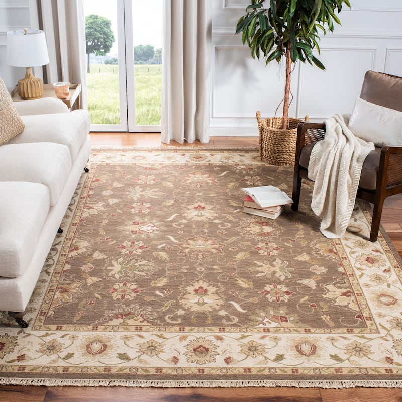 SAFAVIEH Couture Handmade Sumak Flatweave Amishi Traditional Oriental Wool - 6' x 9' - Brown/Ivory - Rectangle