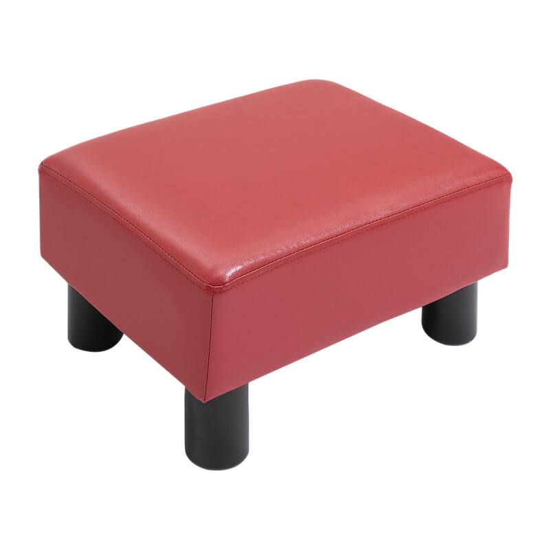 Ottoman Foot Rest, Small Foot Stool with Faux Leather Upholstery, Rectangular Ottoman Footrest