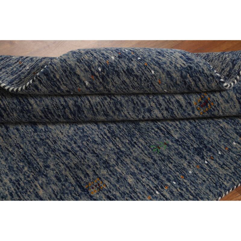 Hand Knotted Oriental 100% Wool Carpet Tribal Stripe Navy Blue & Blues Gabbeh Area Rug - 5' 10'' X 3' 11''