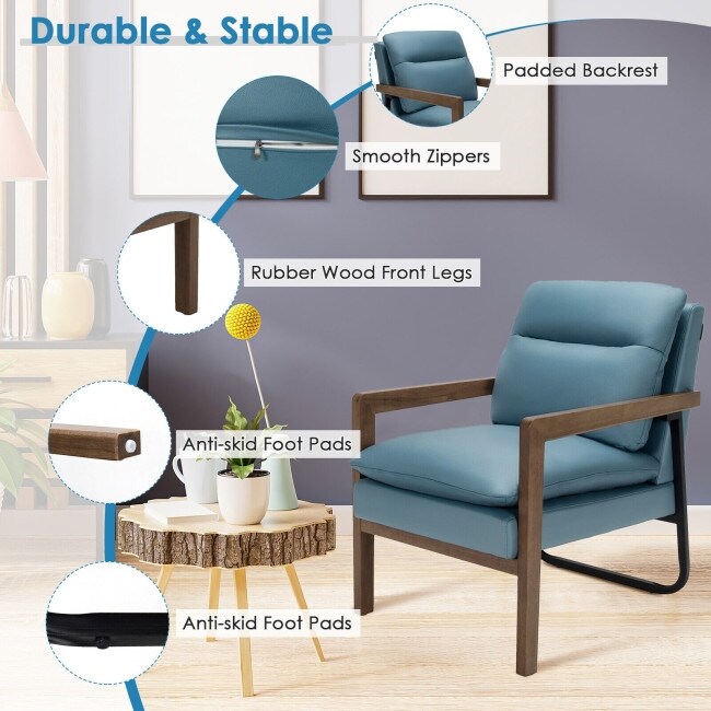 Single Sofa Chair with Extra-Thick Padded Backrest and Seat