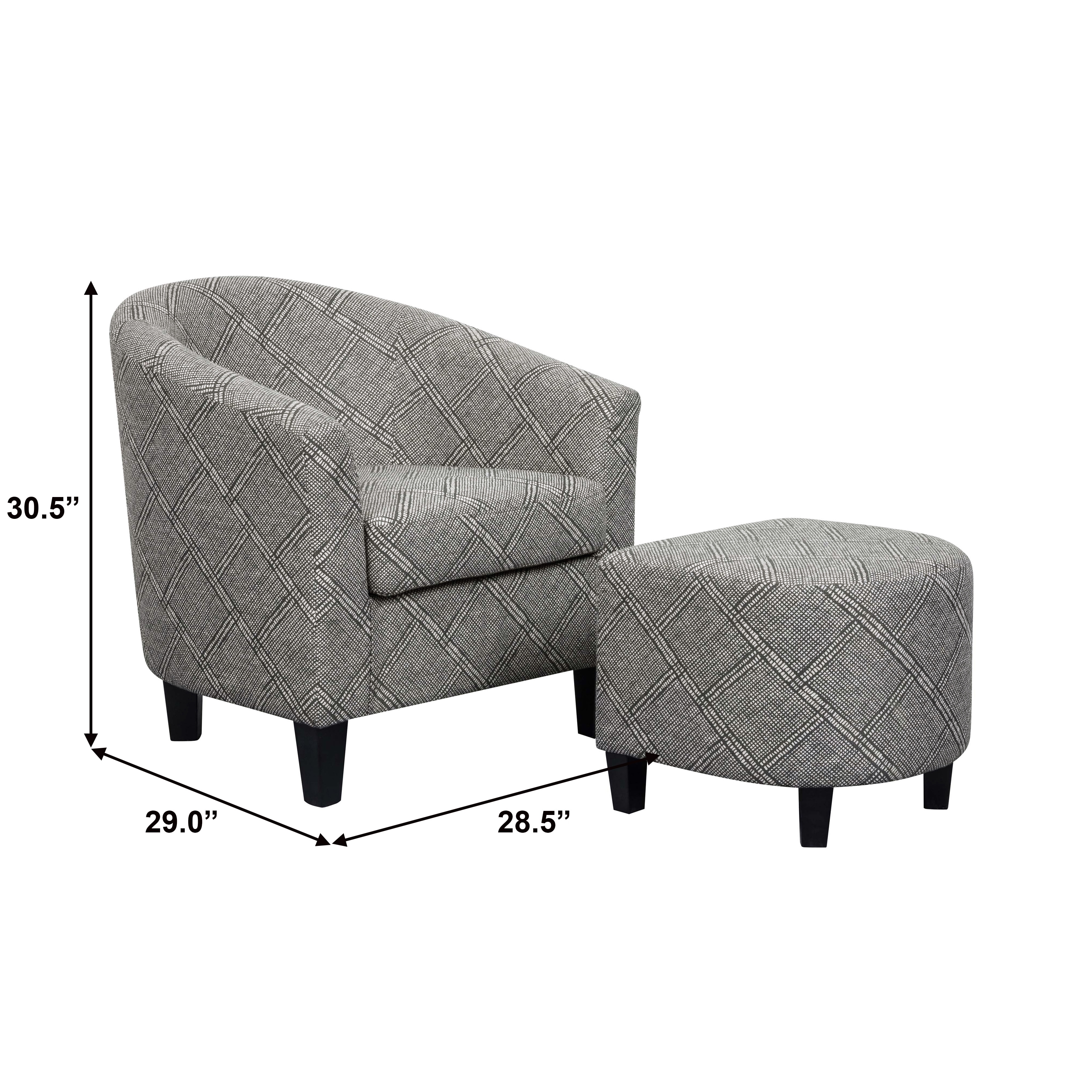 Black Grey And White Fabric Accent Chair With Ottoman On Sale Overstock 31510727