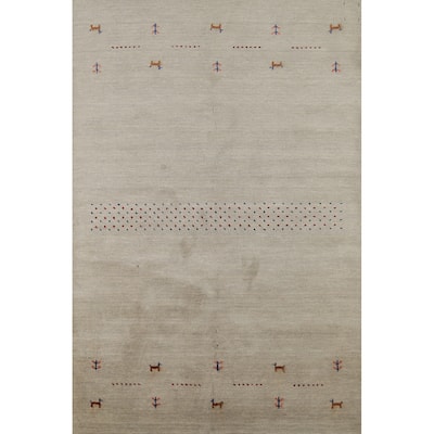 Little Animals Tribal Gabbeh Area Rug Hand-Knotted Wool Carpet - 4'7"x 6'6"