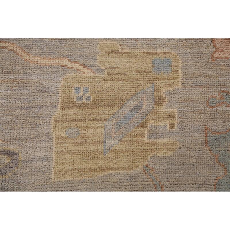 Hand Knotted Oriental 100% Wool Carpet Transitional All-Over Greys & Charcoal Oushak Area Rug - 9' 8'' X 8' 4''