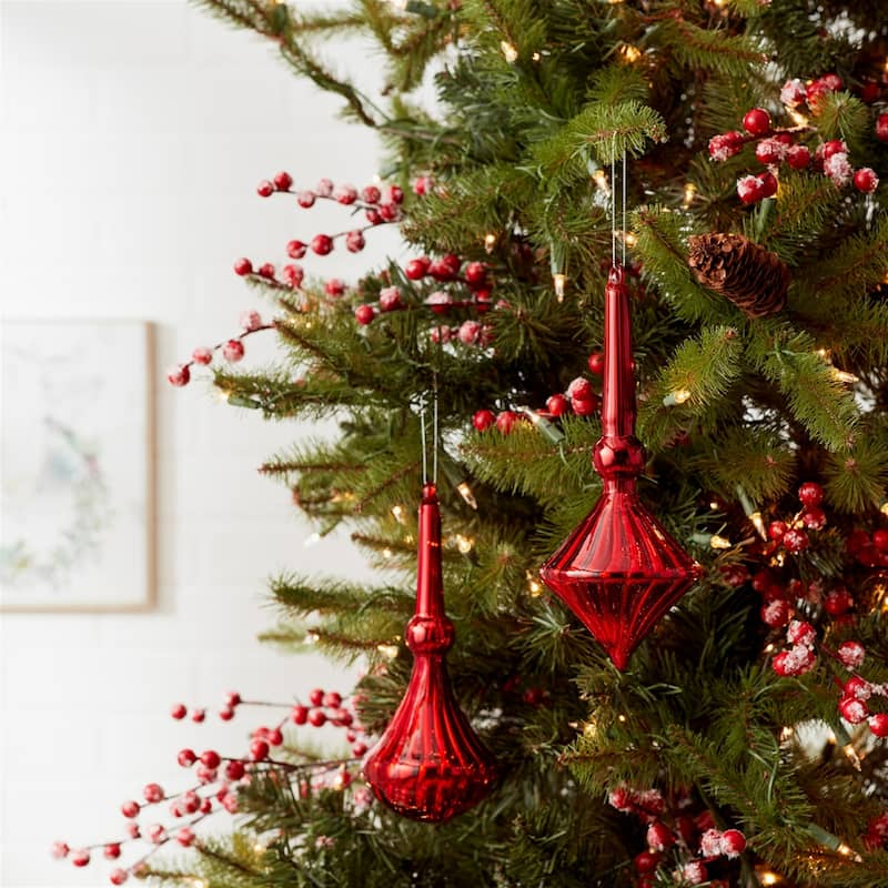 6ct Red Finial and Drop Christmas Ornaments 10.25"