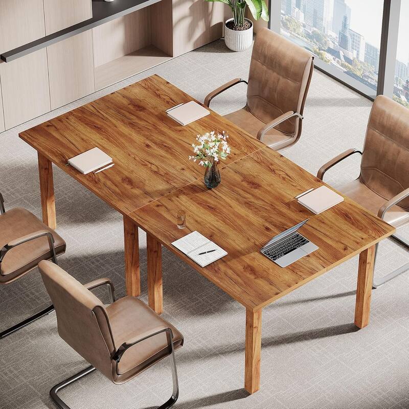 Modern Minimalist Wood 4-Person Square Conference Table/Desk for Meeting Room Seminar Room Boardroom