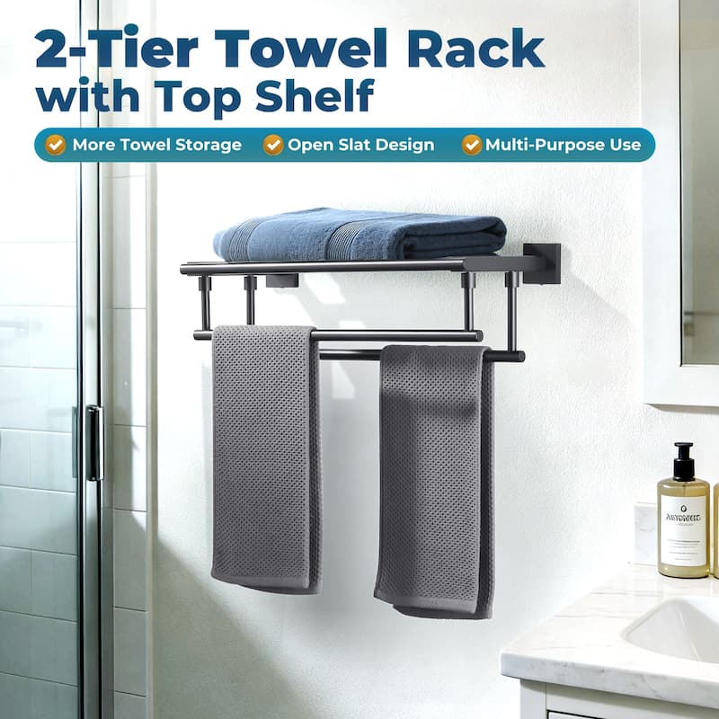 WOWOW Two Towel Holders Wall mounted Towel Rack