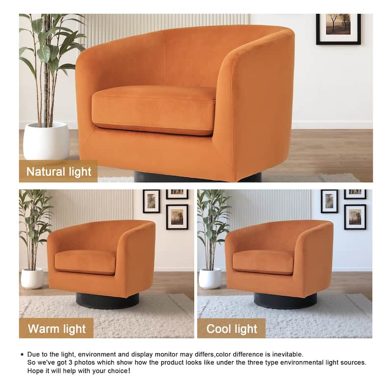 UIXE Set of 2 Swivel Barrel Accent Chair Velvet Armchair For Living Room