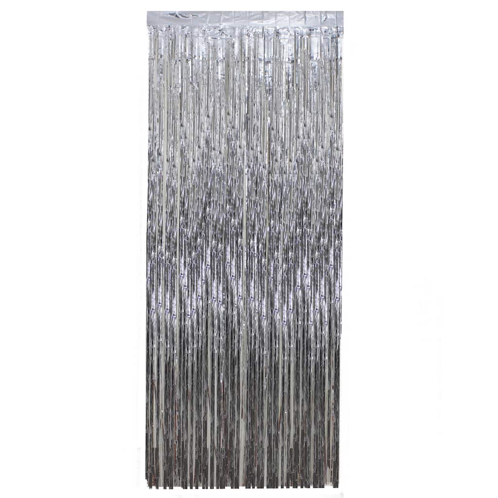 Tinsel Christmas Window or Door Curtain - 3' x 8' - Silver