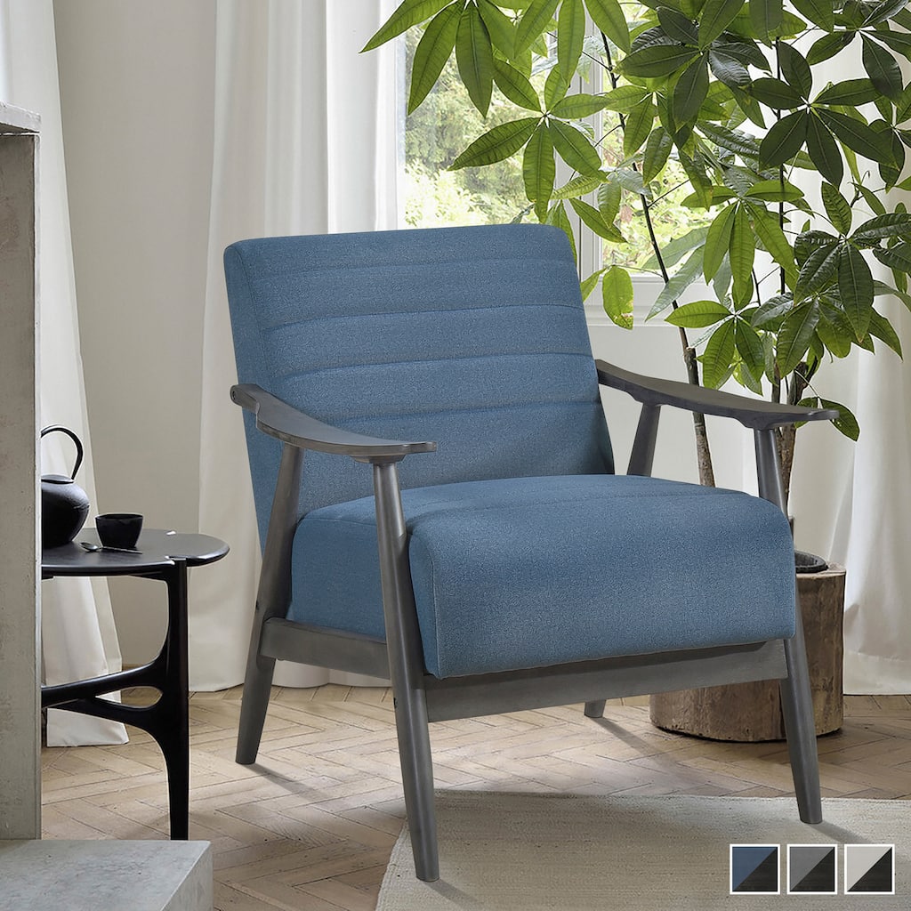 Royston Velvet Wood Arm Accent Chair