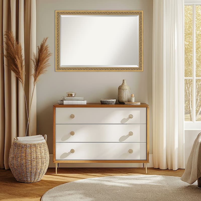 Carter Dark Gold Beveled Wood Framed Wall Mirror - Carter Dark Gold