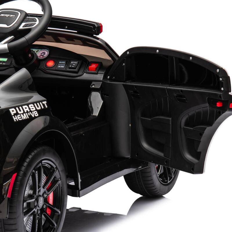 Licensed 12V Dodge Charger Kids Ride-On Police Car with Remote Control, LED Lights, Three Speeds & Suspension