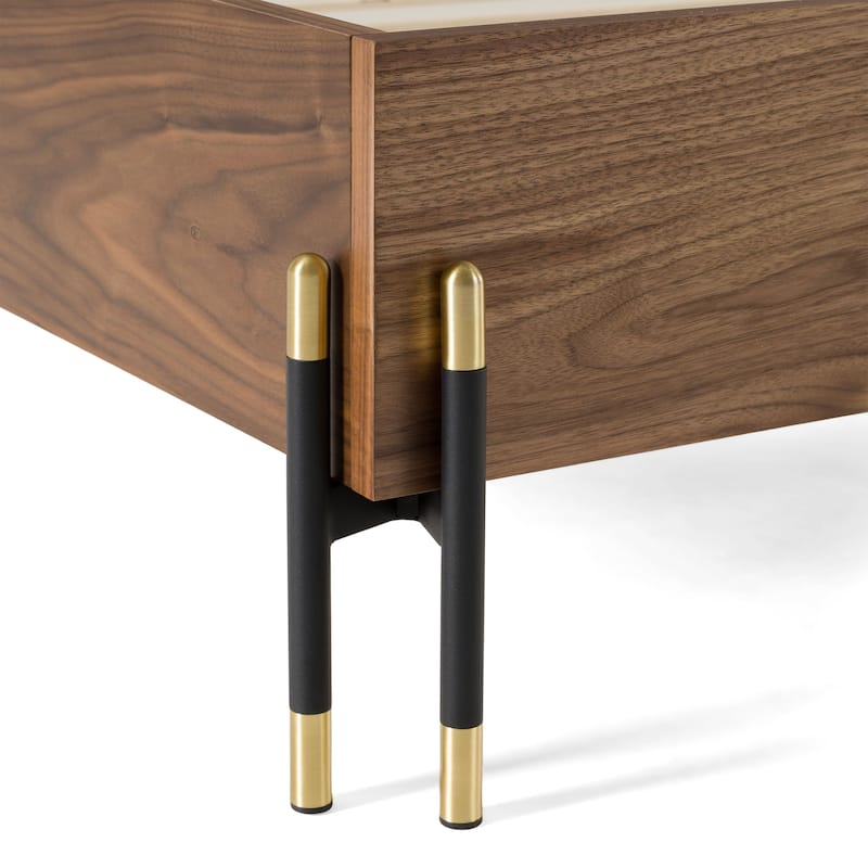 Nova Domus Metcalf Mid-Century Walnut & Grey Bed