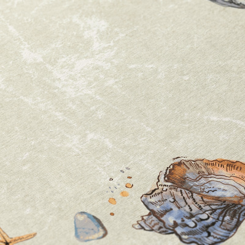 Indoor/ Outdoor Surfside Border Shells Washable Rug New