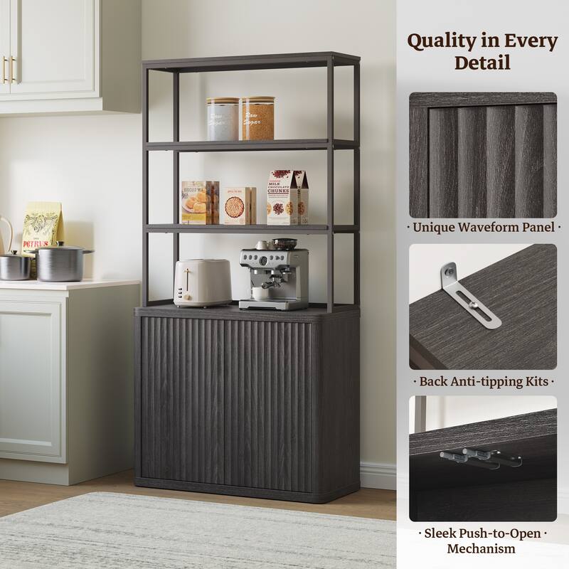70.8"H Shelving Unit with 2 Doors:Transforming Kitchen and Study Spaces