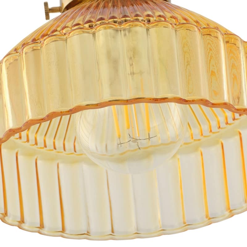 Modern 1-Light Golden Tea Glass Pendant Light with Electroplated Brass Finish for Kitchen Island, Dining Room & Foyer