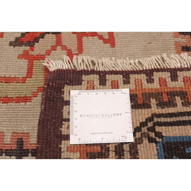 ECARPETGALLERY Flat-Weave Yoruk Beige Wool Kilim - 8'10 x 10'3