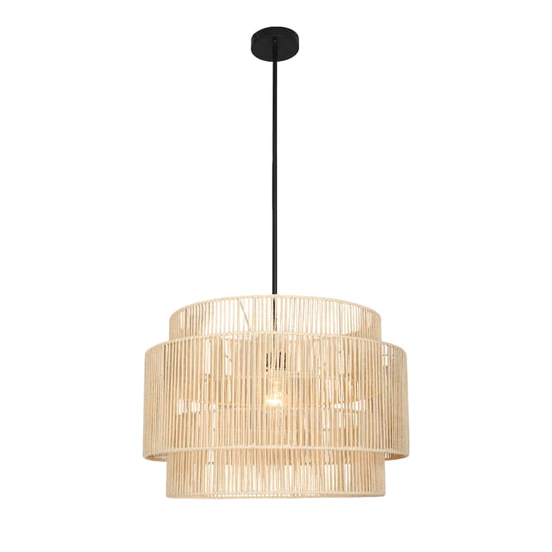 1-Light Rattan Rope Dome Pendant Light Fixture