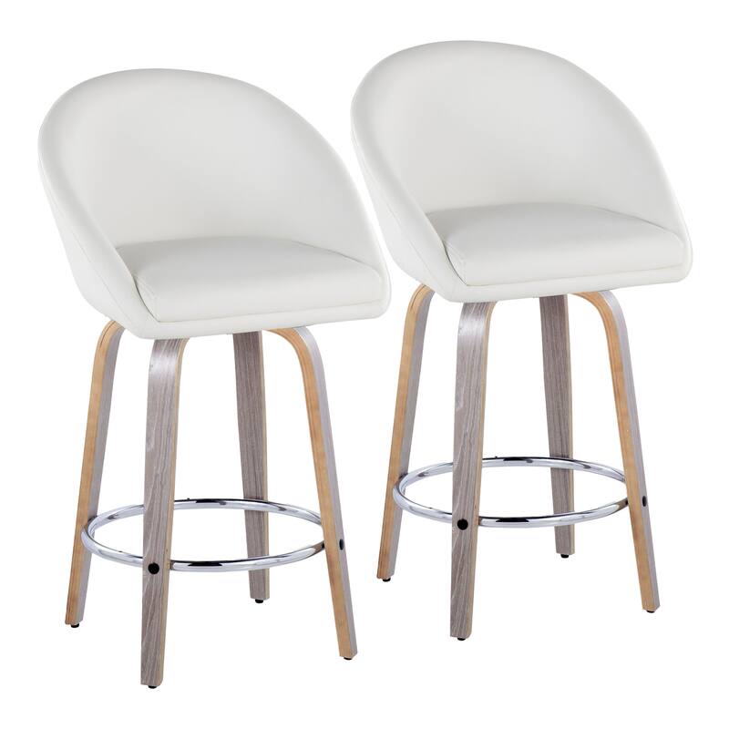 Carson Carrington Livesey High Back 26" Fixed-Height Counter Stool with Bent Wood Legs & Round Footrest (Set of 2)
