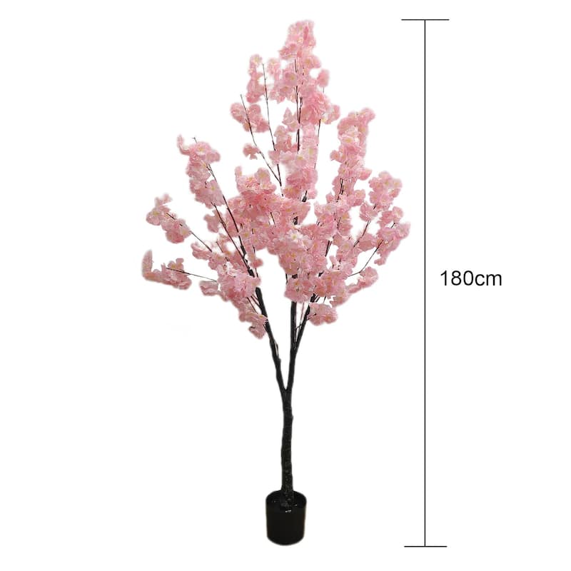 Artificial Pink Fake Flower Tree, Cherry Blossom Tree for Home Office Decor
