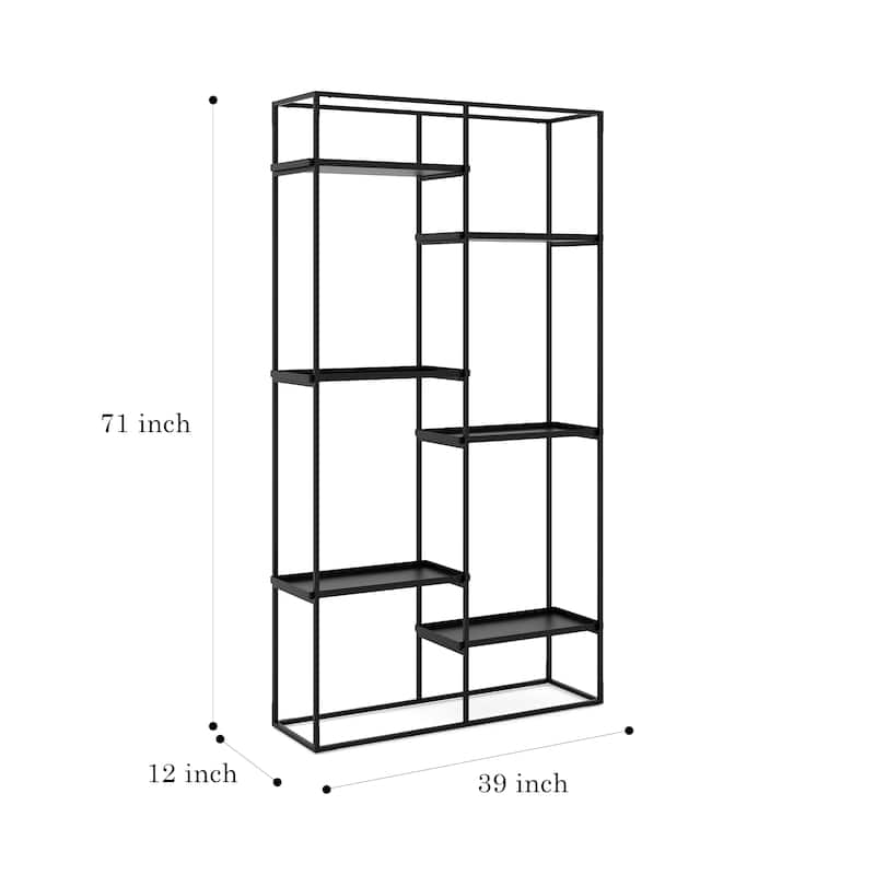 Rye Studio Loranze Industrial Open 6 Tier Metal Shelving Bookcase
