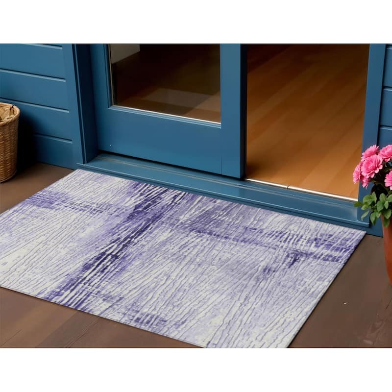 HomeRoots Striped Transitional Rectangle Outdoor Rug - 3' x 5'